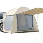 Gromay Universal Car Tent, SUV Camping Tent with Screen Doors and Extended Canopy, Portable Large Capacity Tailgate Tent for 4 Person Outdoors Traveling Hiking Sleeping Resting Attachment