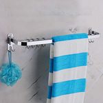 Plantex Anti Rust 304 Grade Stainless Steel Folding Towel Rod with Hooks/Towel Rack for Bathroom/Towel Bar/Hanger/Stand/Bathroom Accessories - (24 Inch-Chrome)