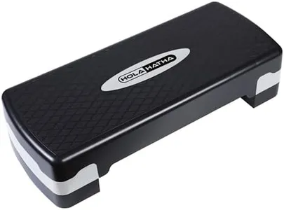 HolaHatha Compact Portable Aerobic Step Platform Workout Exercise Equipment, Fitness Cardio Stepper w/Adjustable Height for Home Gym & Travel, Silver