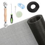 Windows Screen and Screen Door Repair Kit, 48"x118" Charcoal Fiberglass Mesh with Rolling Tool/Hook/Ruler/Cutter/Spline - Window Screen & Sliding Screen Door Replacement for Windows, TOOLTRIZ