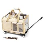 BEAUTYMONKEY.K Large Cat Carrier for 2 Cats with Wheels,Large Pet Carrier with Wheels for 2 Cats,Double Cat Carrier on Wheels,Rolling Pet Carrier on Wheels,Cat Trolley