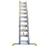 Trade Master Pro® 3 Section Extension Ladder | Auto Locking Clips | Aluminium | Anti Slip Stabiliser bar | Massive 150kg Weight Rating | EN131 Pro Certified | Size: 6.26m