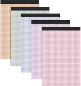 Jetec 5 Pads 17 x 11 Quad Legal Pads Colored Graph Paper 4 Squares Per Inch Engineering Paper Grid Paper Pad Blueprint Paper for School College Office Business Supplies, 22 Sheets (Fancy Colors)