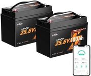 LiTime 2 Pack 24V 100Ah Group 31 Bluetooth LiFePO4 Battery for RVs, Off-Grid - Mini Size, 6000+ Deep Cycles, Low-temp Cutoff Protection