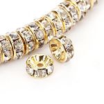 BRCbeads 6mm Gold Plated Crystal Rondelle Spacer Beads 100pcs per bag for jewelery making(#001 Clear Crystal)