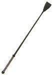 Pets Triangle Leather Braided Riding Crop Unbreakable Stick Toy and Game Whip 27 inches BLACK