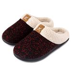 ULTRAIDEAS Ladies' Cozy Memory Foam Slippers Fuzzy Wool-Like Plush Fleece Lined House Shoes w/Indoor, Outdoor Anti-Skid Rubber Sole(Ruby Red, 5-6 UK)