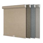 Boolegon Blackout Roller Shades for Windows,Cordless,Linen Fabric,Roller Blinds,Thermal Insulated Fabric UV Protection,Window Shades for Home,Door,Bedroom,Office,Blackout-Beige,Custom Size