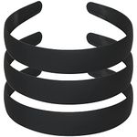 Hairmate Matte Broad Non Breakable Plastic Black Hair Bands I Pack of 3 I Ideal for Office/College/Gym/School/Cycling/Facials