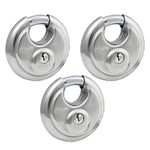 Master Lock 40TRI Shrouded Stainless Steel Disk Padlock with 2-3/4" Wide Body (Pack of 3) , Silver