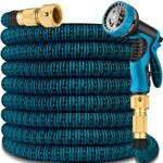 50ft Expandable Garden Hose Pipe, Flexible Water Hose w/10 Function Spray Gun & 2-in-1 Valve Quick Fittings, Lightweight, Durable, Kink-Free, Heavy Duty Expanding Hosepipes for Garden(Blue Black)