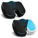 EcoNour Gel Seat Cushion for Pressure Relief (2 Pack) | Office Chair Gel Cushion for Sciatica | Ergonomic Anti-Slip & Foam Coccyx Cushion for Tailbone & Lower Back Pain