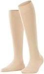 FALKE Women's Cotton Touch Knee-High Socks, Breathable, Sustainable, Comfortable Soft Knit Socks, Lightweight, Trendy, Beige (Cream 4011) - Sustainable, 8-10.5, 1 Pair