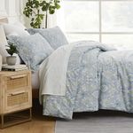 Southshore Fine Living, Inc. Paisley Grace Collection - Premium Quality Over-Sized 3-Piece Duvet Cover Set, Full/Queen, Blue