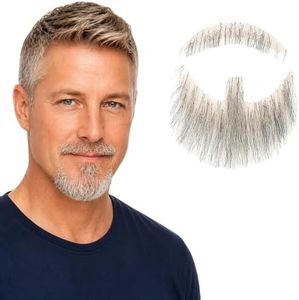 HC Honey Coco Gray Human Hair Fake Goatee & Mustache Set with Adhesive