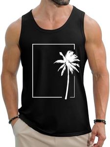 Babioboa Men Tropical Tank Tops Novelty 3D Graphic Beach Tops Breathable Sleeveless Tshirt Aloha Tee Summer(B1,M) Full Black