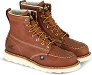 Thorogood American Heritage 6” Steel Toe Work Boots for Men - Full-Grain Leather with Moc Toe, Slip-Resistant Wedge Outsole, and Comfort Insole; EH Rated, Tobacco Oil-Tanned - 10.5 2E US