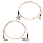 Superbat SMA to BNC RG316 Cable 50cm SMA Male to BNC Male+SMA Male Right Angle to BNC Male Right Angle Extension Cable 50ohm Coax Cable for Ham Radio RTL-SDR Dongle Dummy Load Radio Scanner etc.