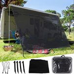 Podoy RV Awning Sun Shade Screen with Zipper 8'X15' 𝑩𝒍𝒂𝒄𝒌 Mesh Screen Sunshade RV Awning Accessories,Motorhome Travel Trailer Canopy Camper Awning UV Blocker Privacy Screen Complete Kit