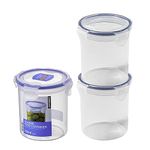 LocknLock Round Food Containers with Lids Set of 3 - Plastic Airtight & Watertight Food Storage Containers, BPA Free & Dishwasher Safe, 3 x 700ml