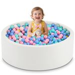 AUNEKIV 35.4" x 11.8" Foam Ball Pit for Toddlers, Baby Round Ball Pits for Babies 1 Years Up, Soft Kids Balls Pool for Boys and Girls, Balls Not Included, White