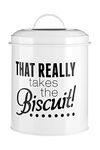 Premier Housewares 507479 Pun and Games Biscuit Canister, White 14 x 14 x 16 cm