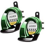 2 Pcs Car Horns Loud That Sounds Like a Truck, Air Horn 12V Super Loud 300DB, Train Horn For Car, Motorbike Horn Electric Extremely Loud Snail Air Horn For Boat Motorcycle (Green)