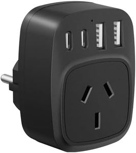 Europe Travel Adaptor, AU to EU Travel Adapter, International Power Adapter Plug for Bali, South Korea, Indonesia, Germany, Spain, France, Greece, Turkey, Europe Travel Essentials (Type E/F)