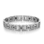 Gem Stone King Men’s Shiny Polished Tungsten Carbide Black Diamond Bracelet Matte Finished Inner Links (0.18 Cttw, 8 Inches in Length with Safety Clasp), 8 inch, Diamond