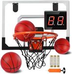 Jugana Indoor Basketball Hoop Over The Door with Audio Scoring and Batteries | Mini Basketball Hoop for Door | Mini Hoops Office Bedroom Basketball Hoop Gifts for Boys and Girls 3 4 5 6 7 8-12