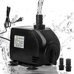 【Upgrade】 Cadrim 580GPH Fountain Pump (2200L/H, 35W), Submersible Pump with 8.2ft High Lift, Ultra Quiet Water Pump with 2 Nozzles for Fish Tank, Pond, Aquarium, Statuary, Hydroponics