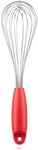 Dreamfarm Flisk | 3 in 1 Stainless Steel Whisk with Ergonomic Handle | Balloon Whisk, Sauce Whisk and Flat Whisk Combined Into One | Space Saving Whisk for Baking, Cooking, and Deglazing | Red