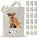 40 Pieces Sublimation Tote Bags Blank Canvas Tote Bags Screen Printing Reusable Washable Polyester Grocery Bags for Decorating and DIY Crafting White