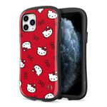 iFace x Sanrio First Class Series iPhone 11 Pro Case – Cute Dual Layer Hybrid Shockproof Protective Cover [Drop Tested] - Hello Kitty (Ribbon Pattern - Red)