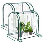 Wesnoy 2 Pack Mini Garden Greenhouse for Outdoors Heavy Duty Small Greenhouse with Zippered Doors Clear Tabletop Green House Waterproof Plant Tent for Winter Indoor Outdoor Cold Frost Protector
