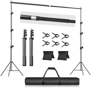 EMART 10x10FT Backdrop Stand, Photo Video Studio Adjustable Heavy Duty Background Support System Kit for Photography Parties Wedding