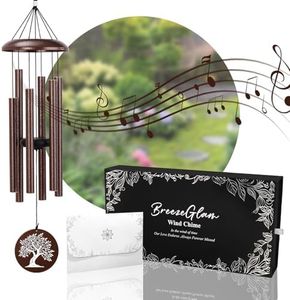 BreezeGlam 32" Memorial Wind Chimes Outdoor Deep Tone, C Major Tuned Aluminum Wind Chime with Gift Box & Message Envelope, Sympathy Wind Chime for Garden Patio Hanging Decor, Tree Pattern, Bronze