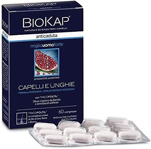 BIOKAP Anticaduta Miglio Uomo Forte, Trattamento specifico per gli uomini, Per capelli e unghie fragili, Integratore senza glutine, 60 Compresse