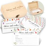 STOFINITY Advice and Wishes for The Mr and Mrs - 50 Pcs Floral Wedding Advice Cards Box, Flower Bridal Shower Advice and Wishes Cards for Bride And Groom, Wildflower Bridal Shower Decorations