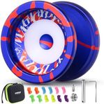 MAGICYOYO V6S LOCUS Responsive Yoyo for Kids 8-12, Metal Fingerspin Trick Yo Yo Professional for Adults, with Unresponsive Bearing+12 Yo-yo Strings+Bearing Tool+Carry Case Bag (Blue Red)