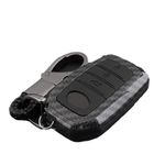 CLOUDSALE Carbon Fiber Key Fob Cover Shell Keyless Key Hard Case with Keychain ForToyota Fortuner (3Button, Black)