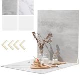 Photo Backdrop Boards, Replica Surfaces, Photography Background for Food and Studio, 2 PCS 4 Pattern of Marble, Cement & White (L Size: 24 x 24 Inch), MDAOCRY