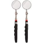 Juvale 2-Pack Round 2-Inch Telescoping Inspection Mirror, Extends up to 24.5 Inches, Black