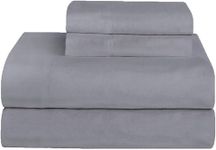 AmigoZone Brushed Cotton Thermal Flannelette Fitted Sheet Flat Sheet With Pillowcases Sheet Set, SINGLE - GRAY