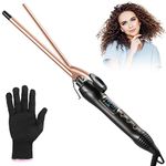 Curling Wands 3/8 Inch, Haglater Small Curling Tong 9mm Thin Curling Iron Wand for Short & Long Hair, Ceramic Barrel Curling Iron with Adjustable Temperature