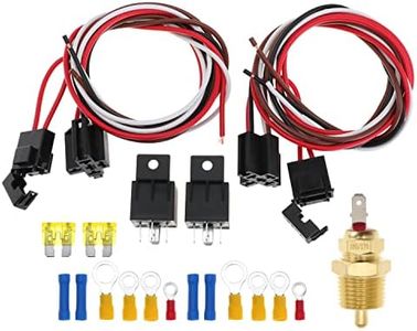 Dual Electric Fan Wiring Kit Dual Electric Fan Relay Kit with Thermostat Radiator Fan Temperature Sensor Switch 185 On 175 Off, Electric Cooling Fan Thermostat Kit 4 Pin, 40 AMP Waterproof Relay Kit