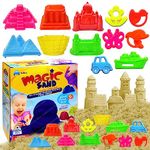 FunBlast Creative Sand for Kids with Mould – Natural Kinetic Sand, Smooth and Non-Sticky Sand for Kid, Soft Sand Clay Toys with Moulds for Kids, Boys, Girls (800 Gm Sand & 12 Pcs Mould) (Natural)