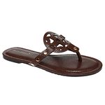 Pierre Dumas Women's Colored Flat Sandals, Brown Croco, 8