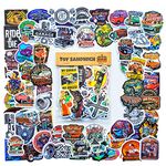 90 pcs Hot Rod Vinyl Sticker Pack- Vintage Man Cave Stuff for Garage and Men Room Decor, Use As Tool Box Stickers, Mechanic Stickers, Welding Helmet Stickers or Car Truck Window Decals (Gloss Finish)