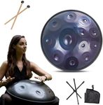 Handpan Instrument - 432Hz/440Hz 9/10/ 12 Notes - 22 Inch Steel Tongue Drum - Hand Pan Drum With Drum Holder For Sound Healing (Size : 432Hz, Color : BLUE_12 NOTES)